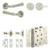 Complete Classic Door Handle Pack - Heavy Duty Tubular Bathroom (Plain Thumb Turn) - Satin Nickel - 76mm / 4-inch Hinges - JE-A31A2-SN