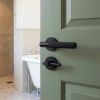 Complete Bari Door Handle Pack - Bathroom Lock (Plain Thumb Turn) - Matt Black - 76mm / 3-inch Hinges - JE-D6B2-MB