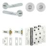Complete Bloom Door Handle Pack - Heavy Duty Tubular Bathroom (Standard Thumb Turn) - Polished Chrome - 76mm / 4-inch Hinges - JE-B31A3-PC