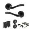 STATUS Texas Door Handle Pack (3 Lever Lock Set - 2.5" CE Sashlock, 4" Slim Knuckle Hinges x2) - Matt Black