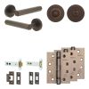 Complete Hex Door Handle Pack - Heavy Duty Tubular Bathroom (Standard Thumb Turn) - Dark Bronze - 102mm / 4-inch Hinges - JE-C32A3-DB