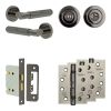 Complete Bloom Door Handle Pack - Bathroom Lock (Standard Thumb Turn) - Black Nickel - 76mm / 4-inch Hinges - JE-B6A3-BN