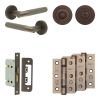 Complete Bari Door Handle Pack - Bathroom Lock (Standard Thumb Turn) - Dark Bronze - 65mm / 3-inch Hinges - JE-D5B3-DB