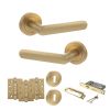 STATUS Carolina Door Handle Pack (3 Lever Lock Set - 2.5" CE Sashlock, 4" Fire Rated Hinges x3) - Satin Brass