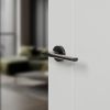 Forme Boston Lever Door Handle on Minimal Round Rose - Matt Black (Pair)
