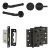 Complete Midtown Door Handle Pack - Bathroom Lock (Plain Thumb Turn) - Matt Black - 65mm / 4-inch Hinges - JE-G5A2-MB