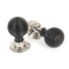 Ebony and Polished Nickel Beehive Mortice/Rim Knob Set