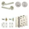 Complete Venice Door Handle Pack - Heavy Duty Tubular Bathroom (Standard Thumb Turn) - Satin Nickel - 76mm / 4-inch Hinges - JE-F31A3-SN