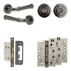 Complete Classic Door Handle Pack - Bathroom Lock (Standard Thumb Turn) - Black Nickel - 65mm / 4-inch Hinges - JE-A5A3-BN