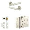 Complete Hex Door Handle Pack - Heavy Duty Latch - Satin Nickel - 64mm / 4-inch Hinges - JE-C20A-SN