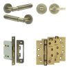 Complete Bloom Door Handle Pack - Bathroom - Antique Brass - By Frelan Hardware - JE-B6A2-AB