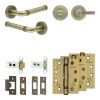 Complete Midtown Door Handle Pack - Heavy Duty Tubular Bathroom (Knurled Thumb Turn) - Antique Brass - 64mm / 4-inch Hinges - JE-G30A1-AB