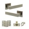Senza Pari Panetti Door Handle Pack (Latch Set - 2.5" CE Latch, 3" Fire Rated Hinges x3) - Satin Nickel