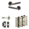 Complete Bari Door Handle Pack - Heavy Duty Latch - Black Nickel - 102mm / 3-inch Hinges - JE-D22B-BN
