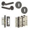 Complete Venice Door Handle Pack - Sashlock - Black Nickel - 65mm / 3-inch Hinges - JE-F7B8-BN