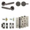 Complete Bari Door Handle Pack - Heavy Duty Tubular Bathroom (Knurled Thumb Turn) - Black Nickel - 64mm / 4-inch Hinges - JE-D30A1-BN