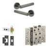 Complete Hex Door Handle Pack - Heavy Duty Latch - Black Nickel - 76mm / 4-inch Hinges - JE-C21A-BN