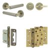 Complete Hex Door Handle Pack - Bathroom - Antique Brass - By Frelan Hardware - JE-C5A2-AB