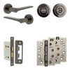 Complete Gio Door Handle Pack - Bathroom Lock (Standard Thumb Turn) - Black Nickel - 65mm / 4-inch Hinges - JE-E5A3-BN