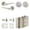 Complete Gio Door Handle Pack - Heavy Duty Tubular Bathroom (Standard Thumb Turn) - Satin Nickel - 76mm / 3-inch Hinges - JE-E31B3-SN