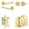 Complete Midtown Door Handle Pack - Bathroom Lock (Plain Thumb Turn) - Satin Brass - 65mm / 4-inch Hinges - JE-G5A2-SB