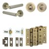 Complete Hex Door Handle Pack - Heavy Duty Tubular Bathroom (Standard Thumb Turn) - Antique Brass - 64mm / 3-inch Hinges - JE-C30B3-AB