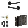 Complete Midtown Door Handle Pack - Heavy Duty Latch - Matt Black - 76mm / 3-inch Hinges - JE-G21B-MB