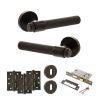 Senza Pari Andretta Door Handle Pack (3 Lever Lock Set - 2.5" CE Sashlock, 4" Fire Rated Hinges x3) - Urban Dark Bronze