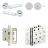 Complete Hex Door Handle Pack - Bathroom Lock (Plain Thumb Turn) - Polished Chrome - 76mm / 4-inch Hinges - JE-C6A2-PC
