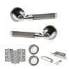 STATUS Dakota Door Handle Pack (3 Lever Lock Set - 2.5" CE Sashlock, 3" Fire Rated Hinges x3) - Black Nickel/Polished Chrome