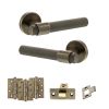 Senza Pari Andretta Door Handle Pack (Latch Set - 2.5" CE Latch, 4" Fire Rated Hinges x3) - Antique Brass