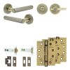 Complete Hex Door Handle Pack - Heavy Duty Tubular Bathroom (Plain Thumb Turn) - Antique Brass - 102mm / 4-inch Hinges - JE-C32A2-AB