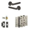 Complete Venice Door Handle Pack - Heavy Duty Latch - Black Nickel - 64mm / 4-inch Hinges - JE-F20A-BN