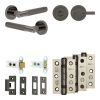 Complete Bari Door Handle Pack - Heavy Duty Tubular Bathroom (Knurled Thumb Turn) - Black Nickel - 64mm / 3-inch Hinges - JE-D30B1-BN