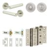 Complete Hex Door Handle Pack - Heavy Duty Tubular Bathroom (Standard Thumb Turn) - Satin Nickel - 76mm / 3-inch Hinges - JE-C31B3-SN