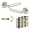 Complete Hex Door Handle Pack - Internal Doors - Satin Nickel - 64mm / 3-inch Hinges - JE-C1B-SN