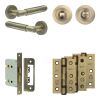 Complete Bloom Door Handle Pack - Bathroom - Antique Brass - By Frelan Hardware - JE-B6B3-AB
