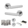 STATUS Carolina Door Handle Pack (Bathroom Set - 2.5" CE Bathroom Lock, 4" Fire Rated Hinges x3) - Polished Chrome