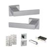 Senza Pari Panetti Door Handle Pack (Bathroom Set - 2.5" CE Bathroom Lock, 4" Slim Knuckle Hinges x2) - Polished Chrome