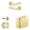 Complete Hex Door Handle Pack - Heavy Duty Latch - Satin Brass - 76mm / 4-inch Hinges - JE-C21A-SB