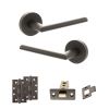STATUS Alabama Door Handle Pack (Latch Set - 3" CE Latch, 4" Slim Knuckle Hinges x2) - Urban Dark Bronze