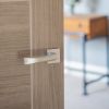 Forme Crystal Lever Door Handle on Minimal Square Rose - Satin Chrome (Pair)