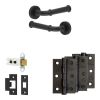 Complete Classic Door Handle Pack - Heavy Duty Latch - Matt Black - 64mm / 3-inch Hinges - JE-A20B-MB