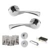 STATUS Colorado Door Handle Pack (Bathroom Set - 2.5" CE Bathroom Lock, 4" Fire Rated Hinges x3) - Polished Chrome
