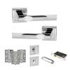 STATUS Kansas Door Handle Pack (Bathroom Set - 2.5" CE Bathroom Lock, 3" Fire Rated Hinges x3) - Polished Chrome
