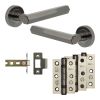 Complete Hex Door Handle Pack - Internal Doors - Black Nickel - 64mm / 3-inch Hinges - JE-C1B-BN