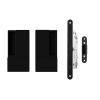AGB Wave Flush Door Handle & Euro Profile Lock Set - Matt Black