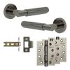 Complete Bloom Door Handle Pack - Internal Doors - Black Nickel - 64mm / 4-inch Hinges - JE-B1A-BN