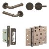 Complete Classic Door Handle Pack - Bathroom Lock (Plain Thumb Turn) - Dark Bronze - 65mm / 4-inch Hinges - JE-A5A2-DB