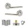 Eco Surf Door Handle Pack (Latch Set - 2.5" CE Latch, 3" Fire Rated Hinges x3) - Polished Chrome